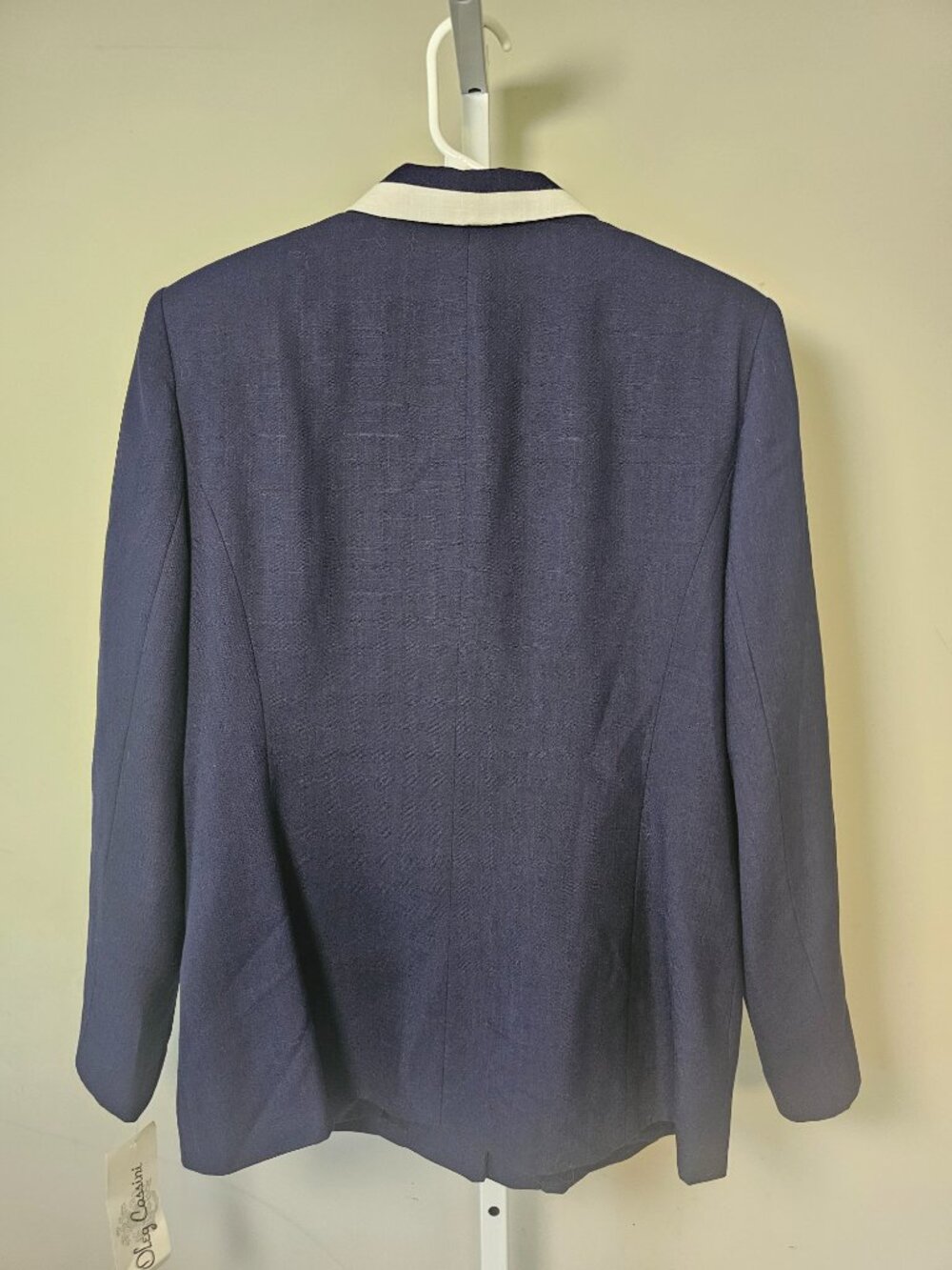 Deadstock Oleg Cassini Blazer Navy White Office Business 14 NWT - Picture 3 of 7